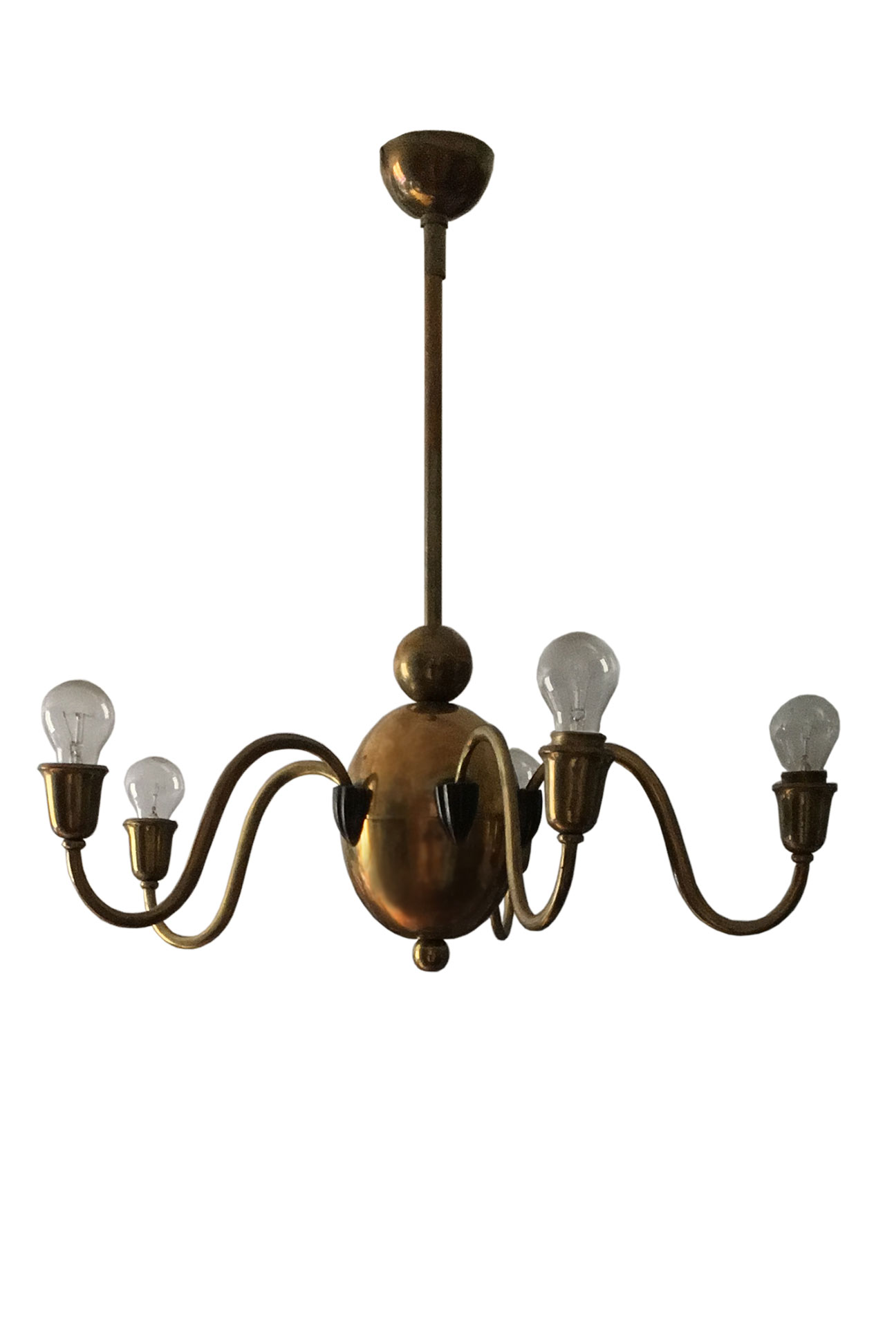 A five-light chandelier by Bruno Paul